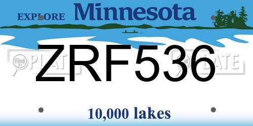 ZRF536 Minnesota License Plate
