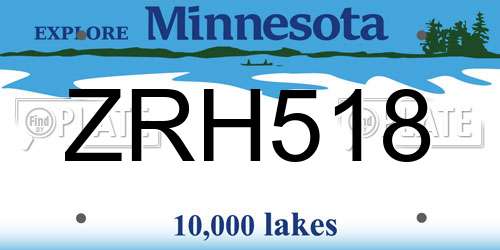 ZRH518 Minnesota License Plate