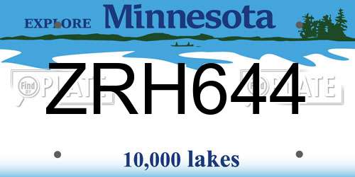 ZRH644 Minnesota License Plate