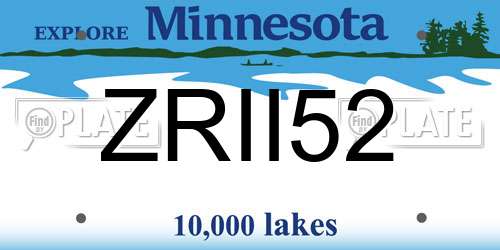 ZRII52 Minnesota License Plate