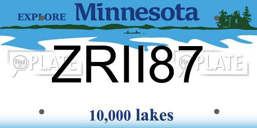 ZRII87 Minnesota License Plate