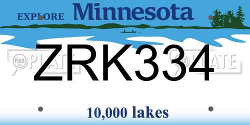ZRK334 Minnesota License Plate