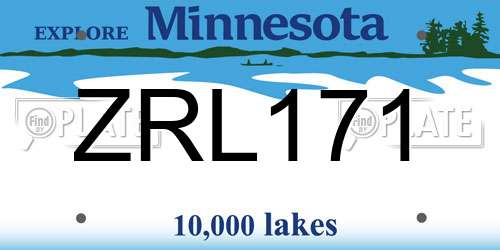 ZRL171 Minnesota License Plate