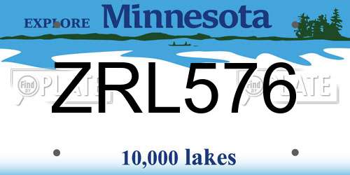 ZRL576 Minnesota License Plate