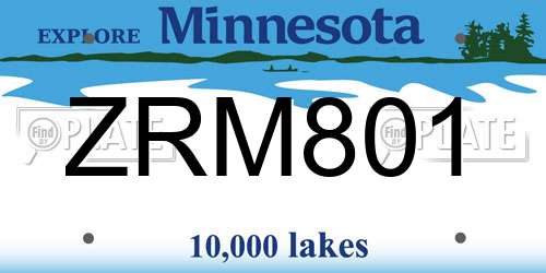 ZRM801 Minnesota License Plate
