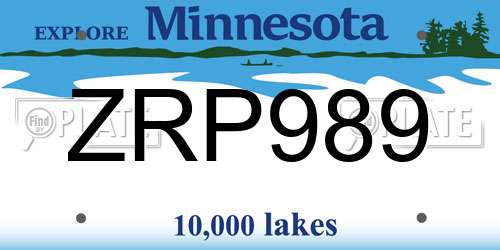 ZRP989 Minnesota License Plate