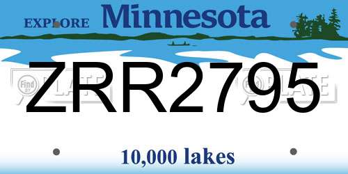 ZRR2795 Minnesota License Plate