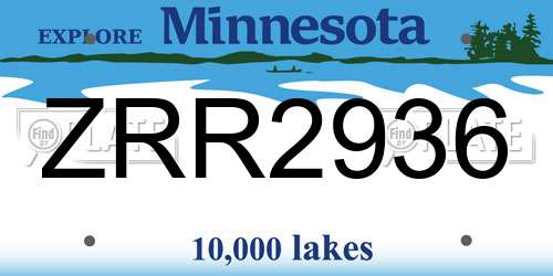 ZRR2936 Minnesota License Plate