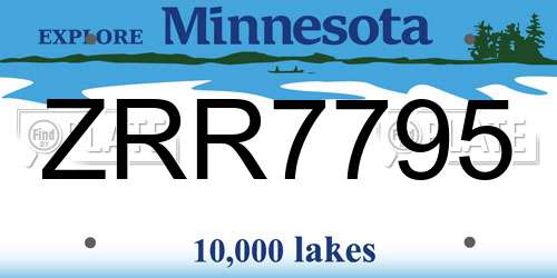 ZRR7795 Minnesota License Plate