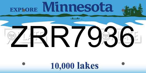 ZRR7936 Minnesota License Plate