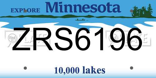 ZRS6196 Minnesota License Plate