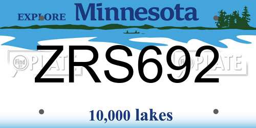 ZRS692 Minnesota License Plate
