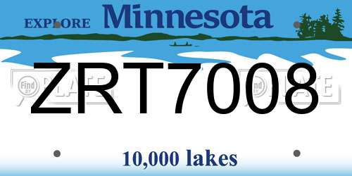 ZRT7008 Minnesota License Plate