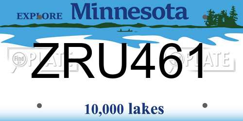 ZRU461 Minnesota License Plate