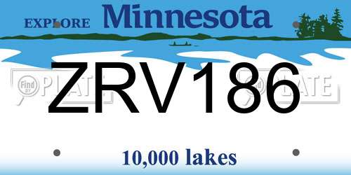 ZRV186 Minnesota License Plate
