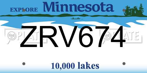 ZRV674 Minnesota License Plate