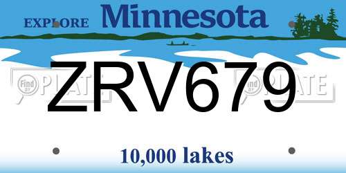 ZRV679 Minnesota License Plate