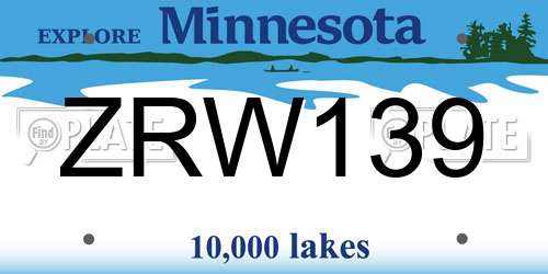 ZRW139 Minnesota License Plate