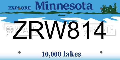 ZRW814 Minnesota License Plate