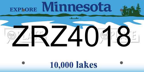 ZRZ4018 Minnesota License Plate