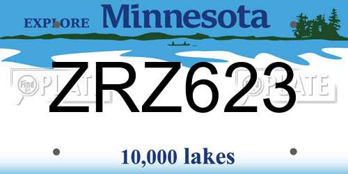 ZRZ623 Minnesota License Plate