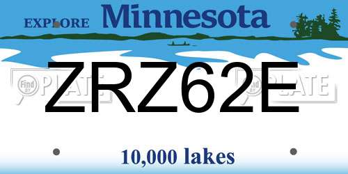 ZRZ62E Minnesota License Plate