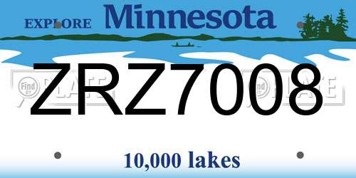 ZRZ7008 Minnesota License Plate