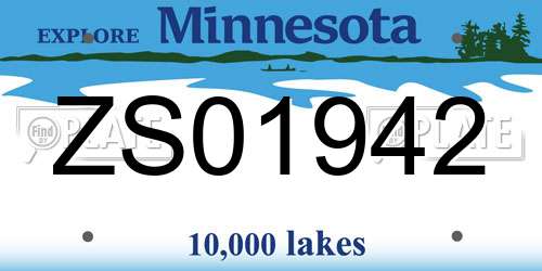 ZS01942 Minnesota License Plate