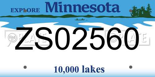 ZS02560 Minnesota License Plate