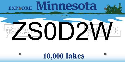 ZS0D2W Minnesota License Plate