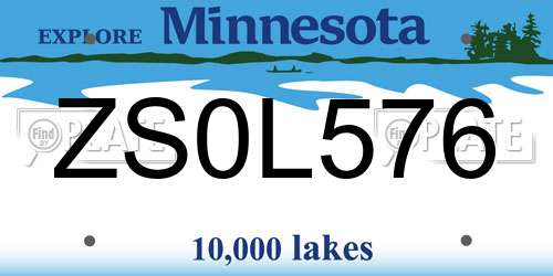 ZS0L576 Minnesota License Plate