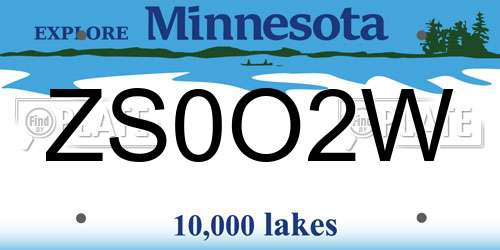 ZS0O2W Minnesota License Plate