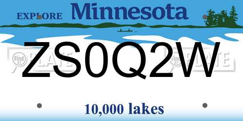 ZS0Q2W Minnesota License Plate