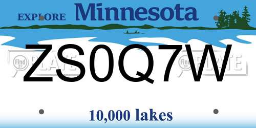ZS0Q7W Minnesota License Plate