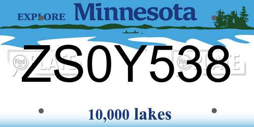 ZS0Y538 Minnesota License Plate
