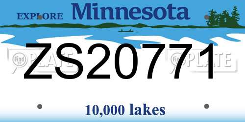 ZS20771 Minnesota License Plate