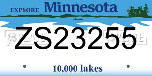 ZS23255 Minnesota License Plate
