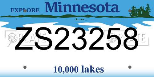 ZS23258 Minnesota License Plate