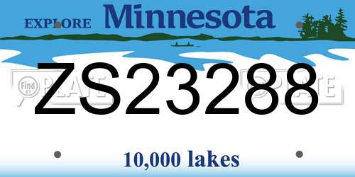 ZS23288 Minnesota License Plate