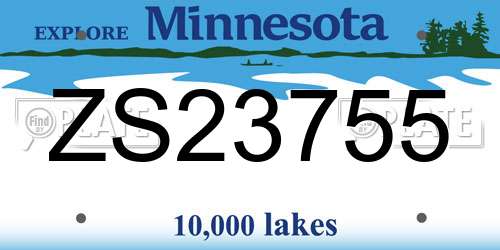 ZS23755 Minnesota License Plate