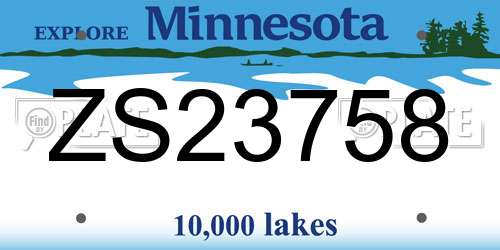 ZS23758 Minnesota License Plate