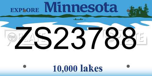 ZS23788 Minnesota License Plate