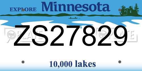 ZS27829 Minnesota License Plate
