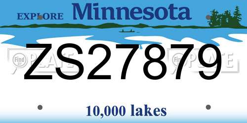 ZS27879 Minnesota License Plate