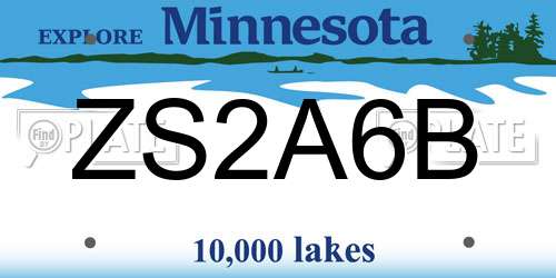 ZS2A6B Minnesota License Plate