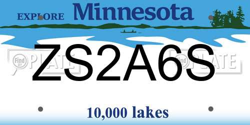 ZS2A6S Minnesota License Plate
