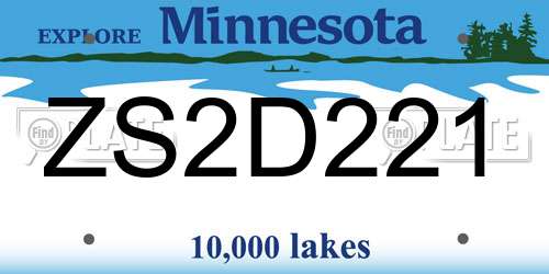 ZS2D221 Minnesota License Plate
