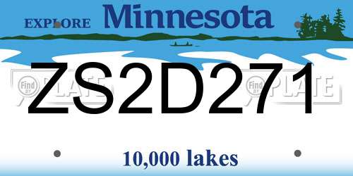 ZS2D271 Minnesota License Plate