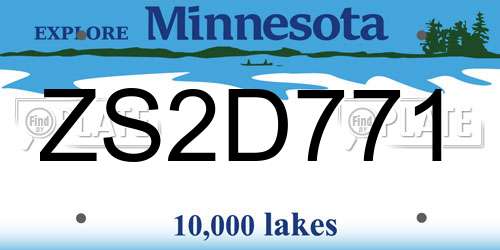 ZS2D771 Minnesota License Plate