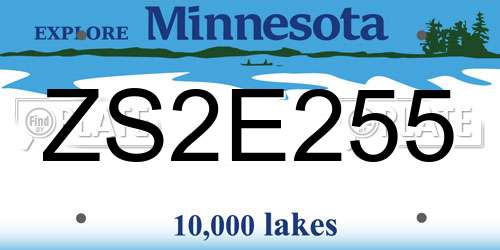 ZS2E255 Minnesota License Plate